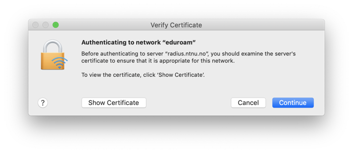 Click Show certificate on the "Verify Cretificate"-popup